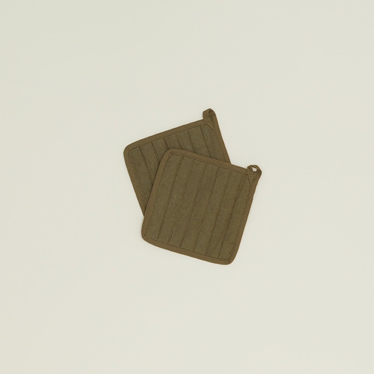 Simple Linen Pot Holder, Set of 2 - Olive