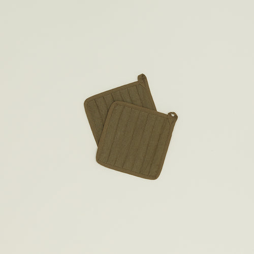 Simple Linen Pot Holder, Set of 2 - Olive