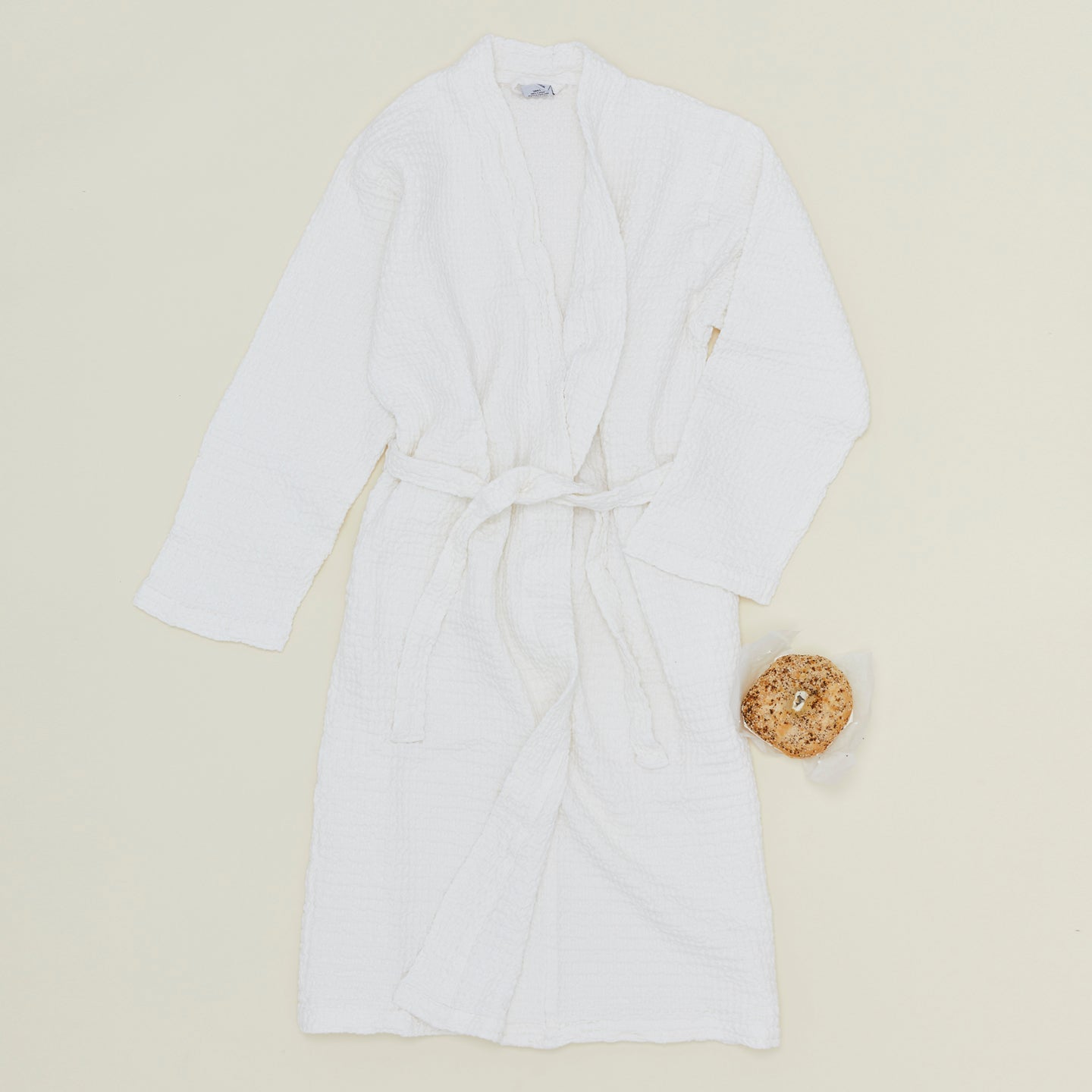 Simple Waffle Bathrobe - White