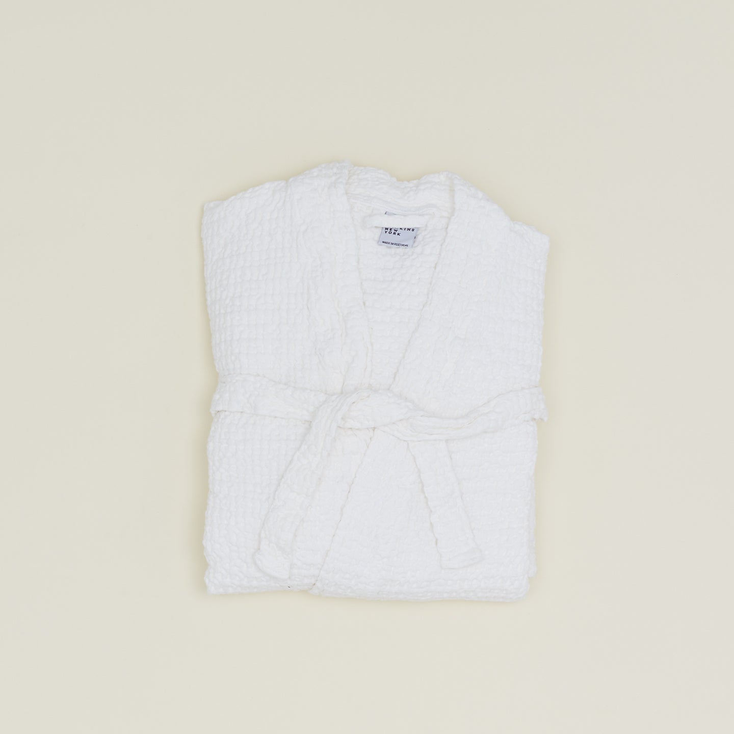Simple Waffle Bathrobe - White