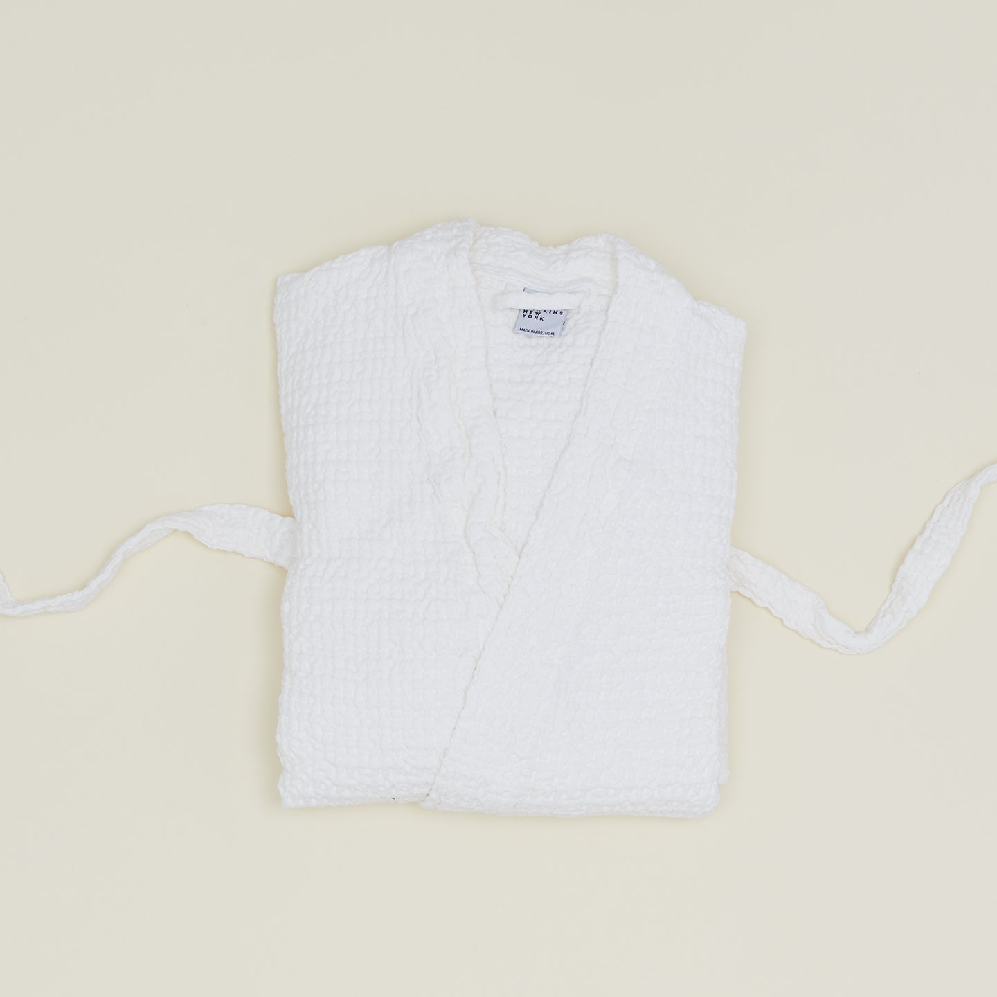 Simple Waffle Bathrobe - White