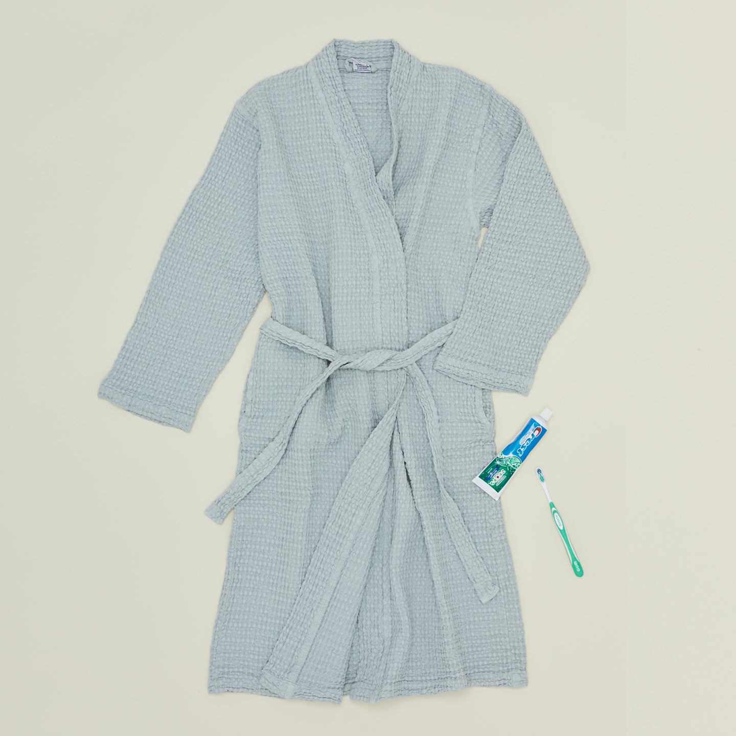 Simple Waffle Bathrobe - Sky