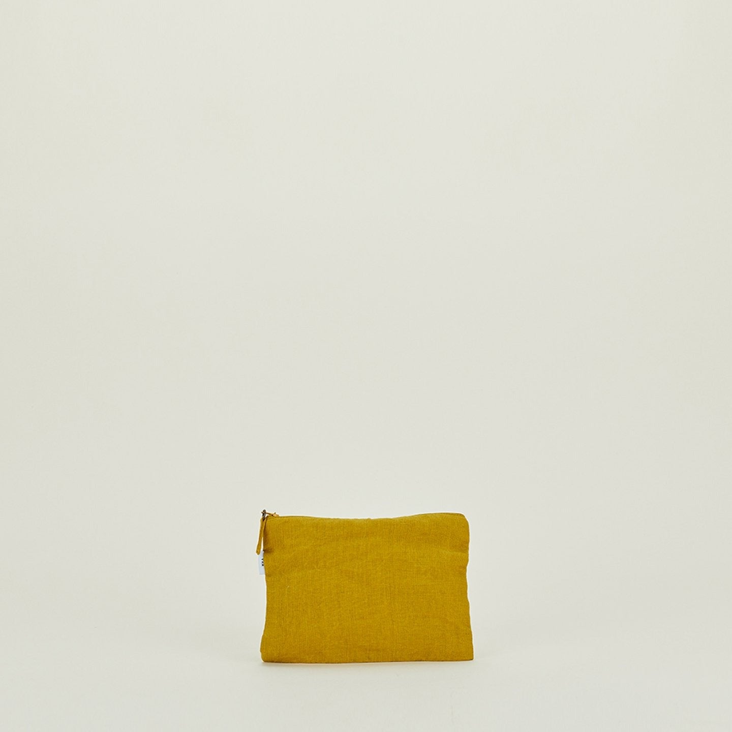 Simple Linen Zipper Pouch - Mustard