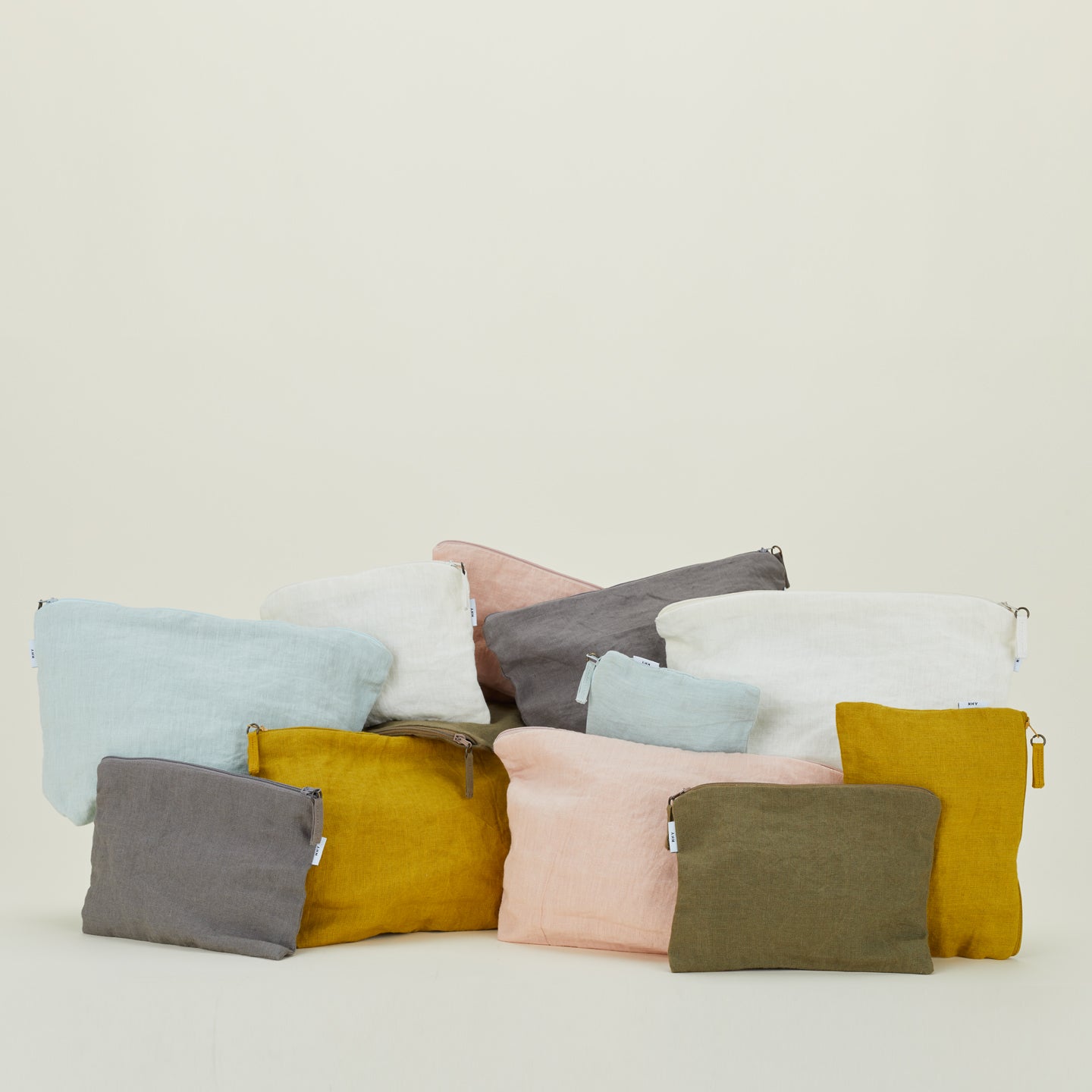 Simple Linen Zipper Pouch - Olive