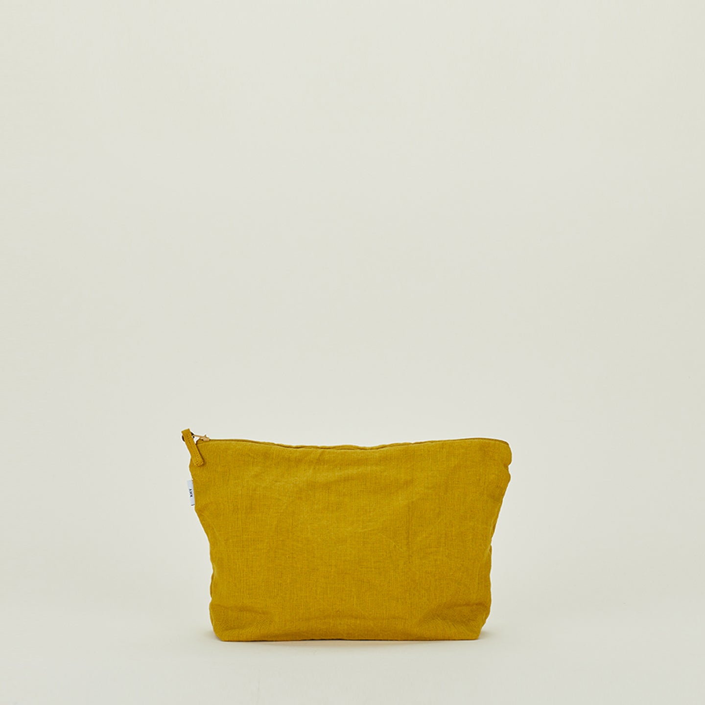 Simple Linen Zipper Pouch - Mustard