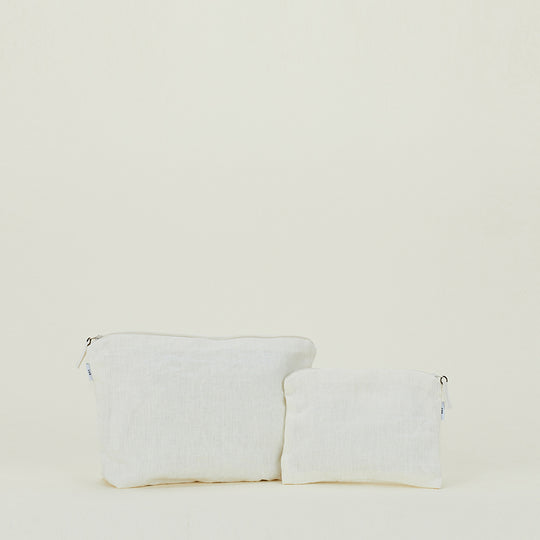 Simple Linen Zipper Pouch - Ivory