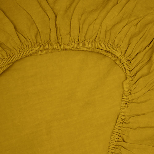 Simple Linen Fitted Sheet - Mustard
