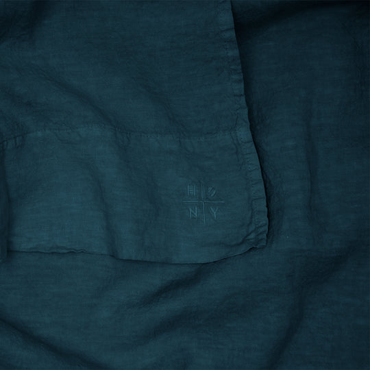 Simple Linen Flat Sheet - Peacock