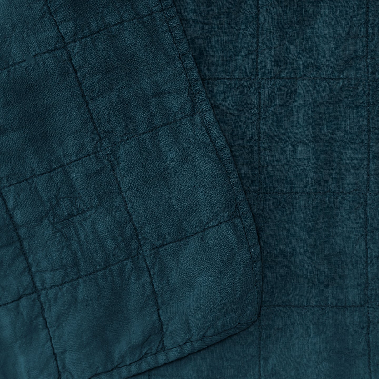 Simple Linen Quilted Throw - Peacock