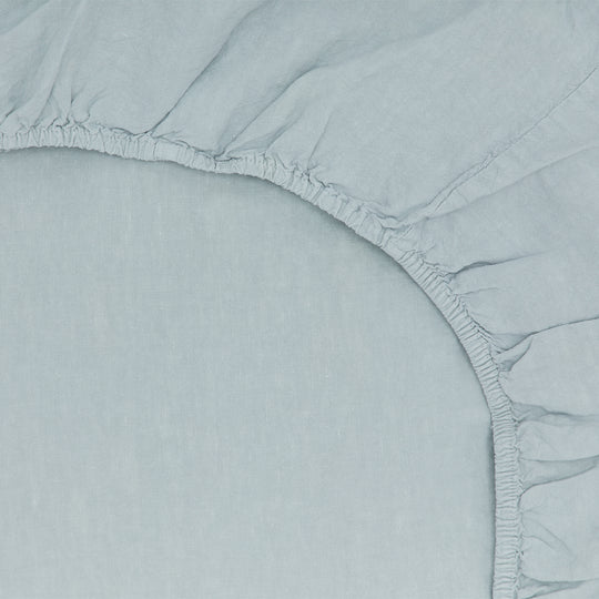 Simple Linen Fitted Sheet - Sky