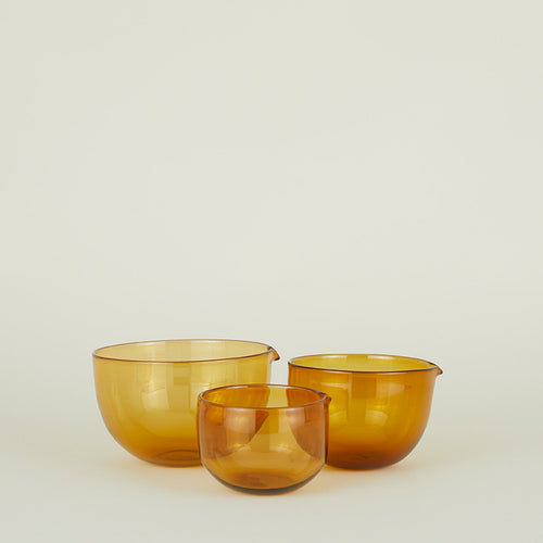 Blown Glass Mixing Bowls - Amber