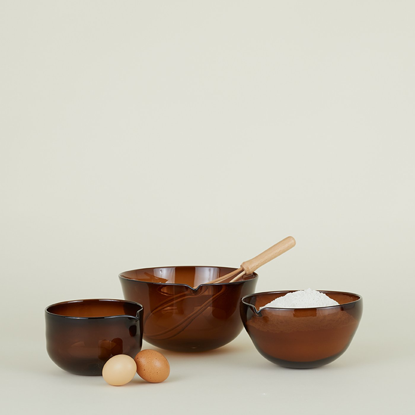 Blown Glass Mixing Bowls - Espresso