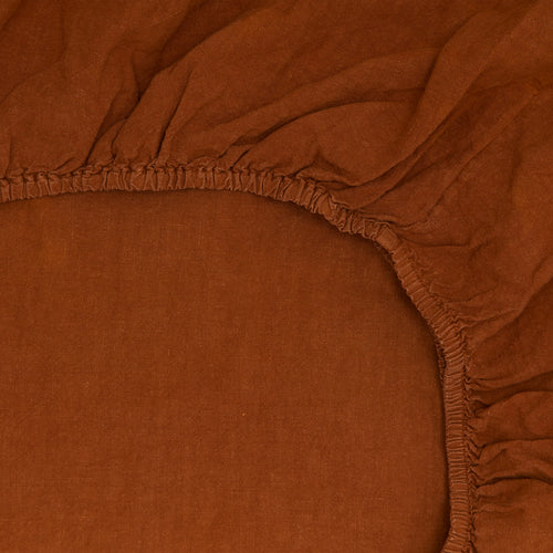 Simple Linen Fitted Sheet - Terracotta
