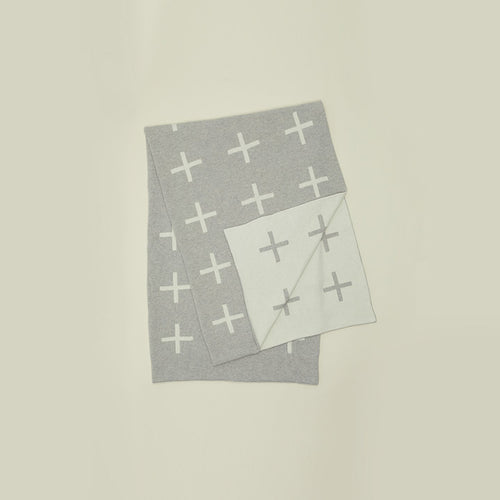 Cross Knit Throw - Light Grey