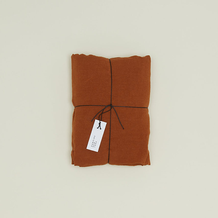 Simple Linen Fitted Sheet - Terracotta